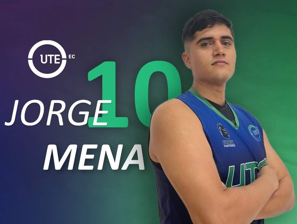 Gráfica de presentación de Jorge Mena, número 10, como jugador universitario